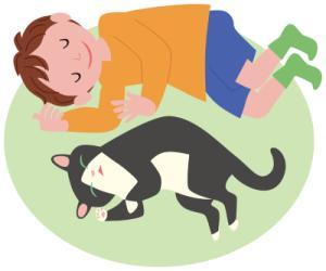 飼い主と愛猫の画像