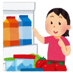 冷蔵庫をチェックする人