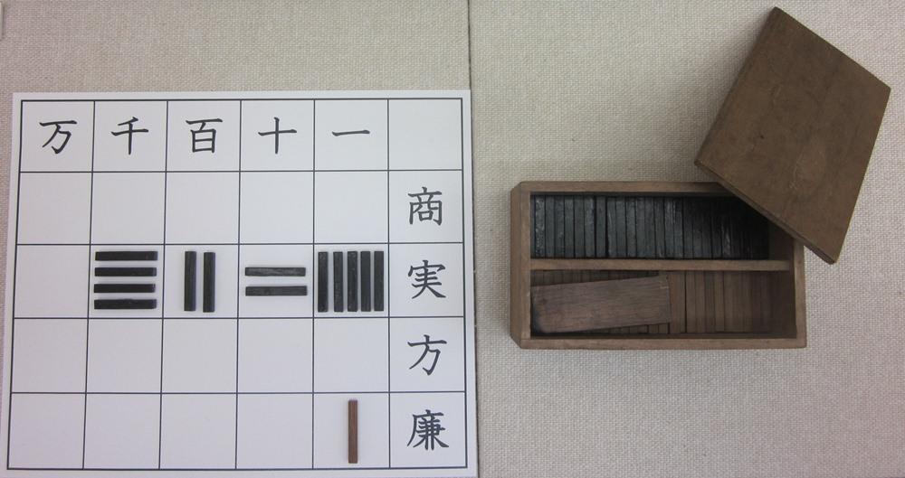 数式、x²-4225=0を実際の算木で表している写真