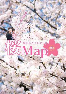 満開の東福寺野自然公園の桜と母子のコラージュ写真