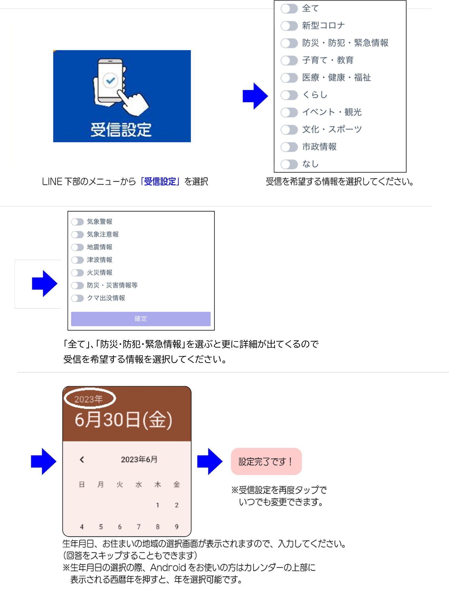 ライン受信設定画面