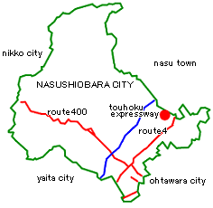 栃木県那須塩原市の位置を赤丸で示している地図